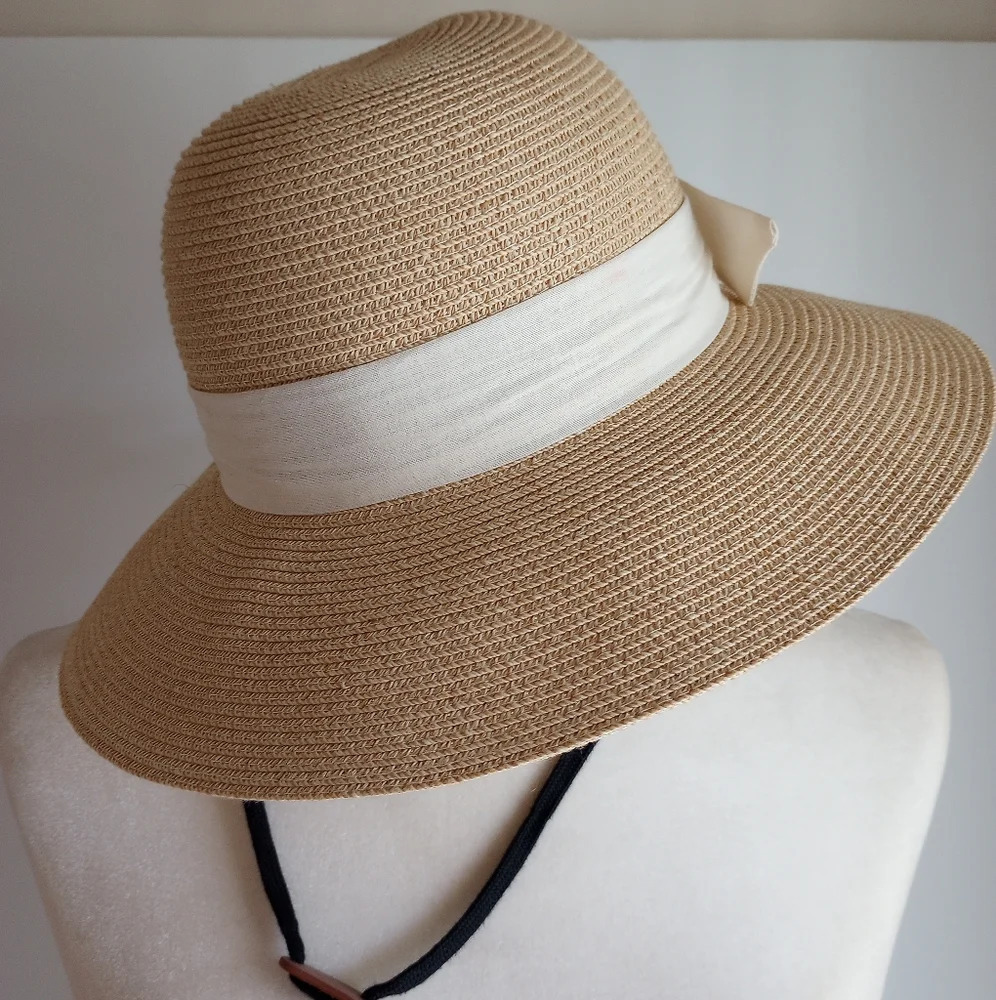 Furtalk Adjustable Sun Beach Hat Natural Linen Ribbon One Size - Picture 2 of 10
